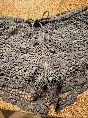 Crochet Lace Sleep Shorts - Charcoal Gray
